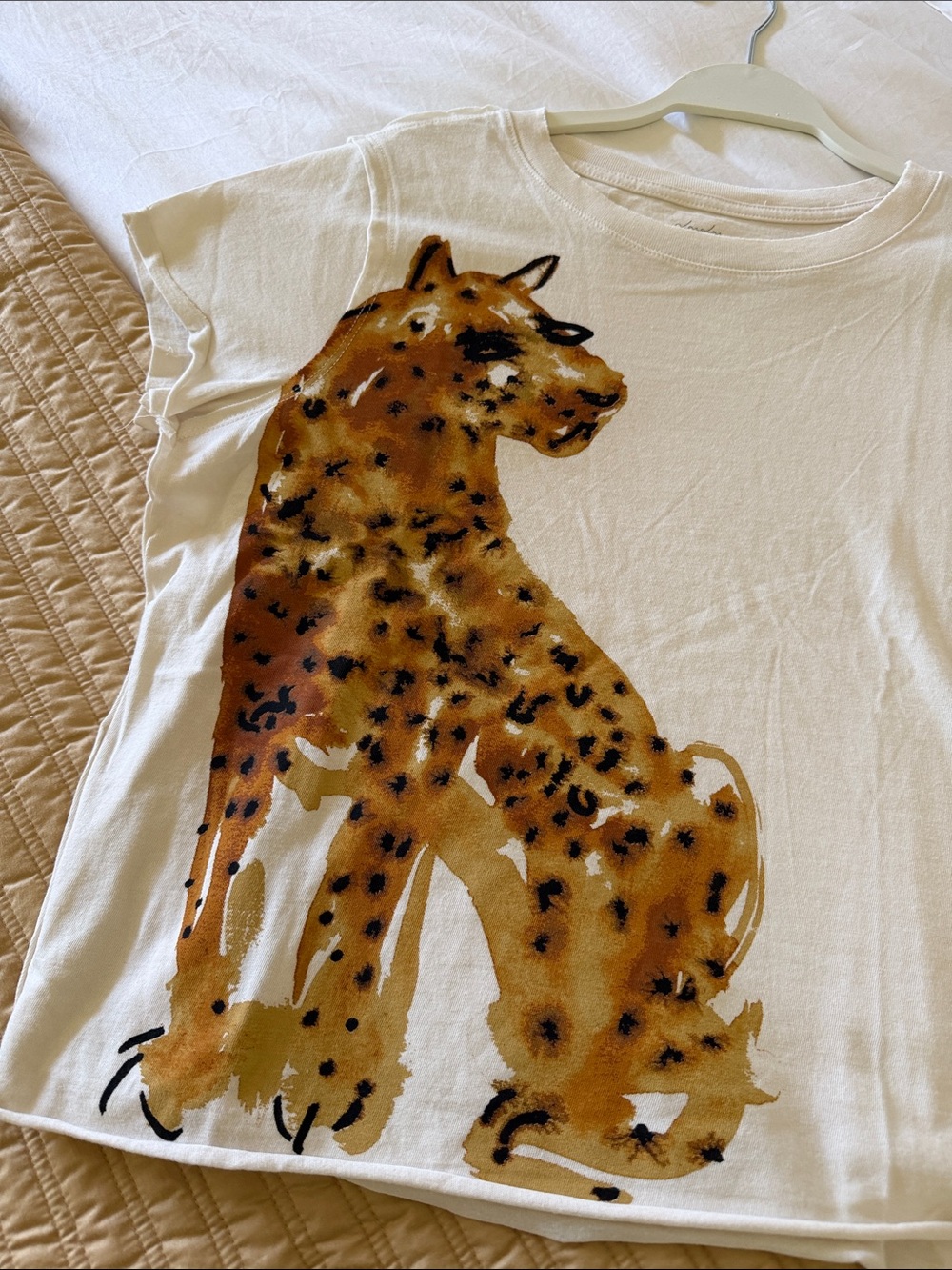 Anthropologie leopard graphic print boxy T-shirt. NWT XS